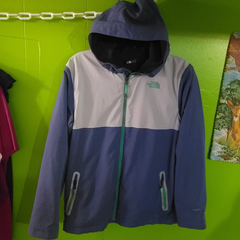 The North Face WindWall Jacket boys XL Blue Softshell Full Zip Hooded puffer vtg - Picture 2 of 8